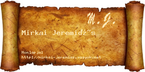 Mirkai Jeremiás névjegykártya
